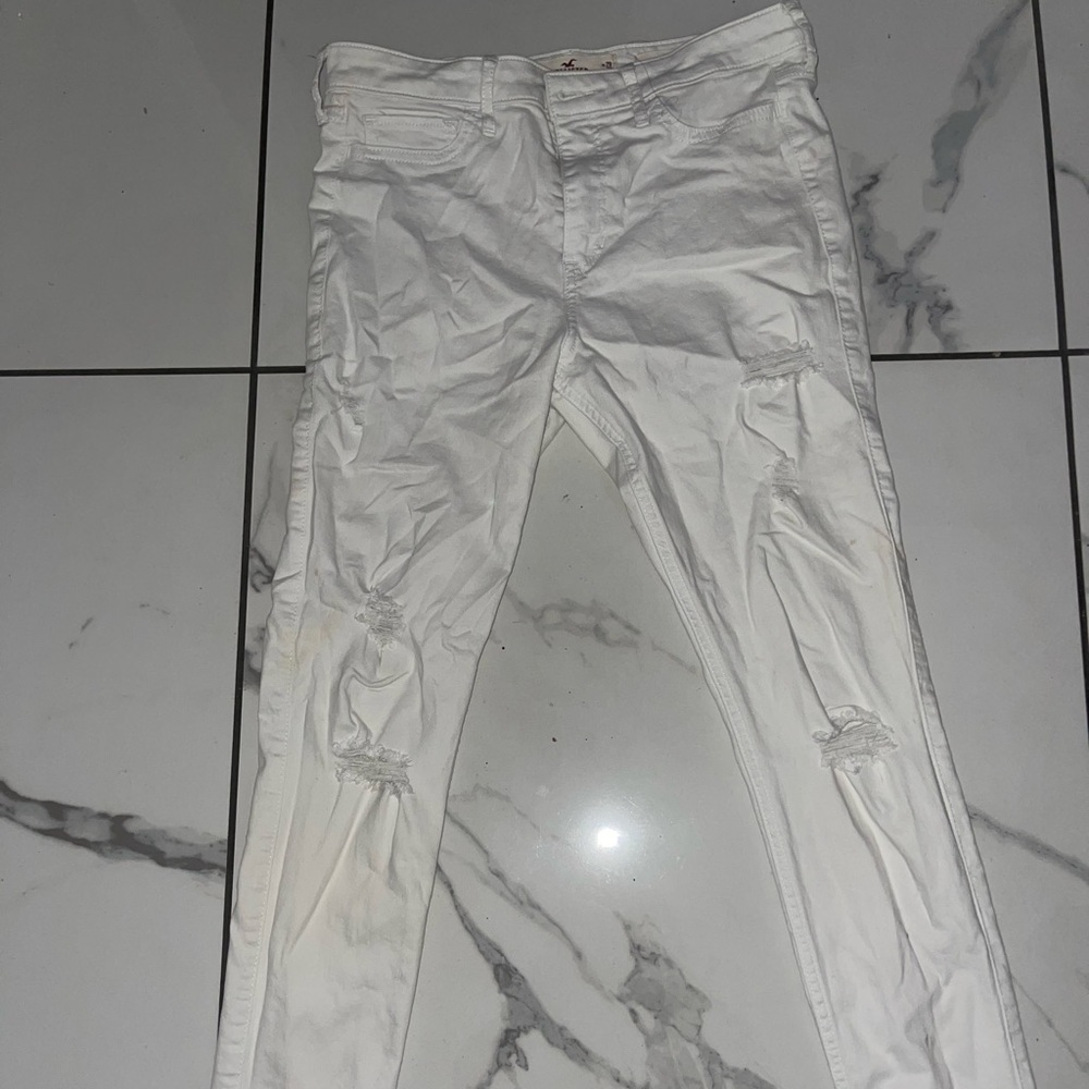 White Hollister Ripped Jeans